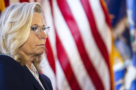 Former Rep. Liz Cheney listens in as U.S. Rep. Elissa Slotkin, D- Holly speaks during a campaign event at New Vintage Place in Grand Rapids, Mich. on Monday, Oct. 28, 2024. Slotkin is battling republican candidate Mike Rogers for the seat of Democratic Sen. Debbie Stabenow, who is retiring. (Joel Bissell/Kalamazoo Gazette via AP)