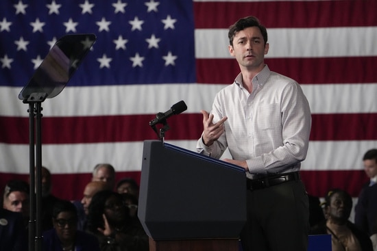 Sen. Jon Ossoff, D-Ga., speaks before President Joe Biden at a campaign rally Saturday, March 9, 2024, at Pullman Yards in Atlanta. (AP Photo/Manuel Balce Ceneta) Sen. Jon Ossoff, D-Ga., speaks before President Joe Biden at a campaign rally Saturday, March 9, 2024, at Pullman Yards in Atlanta. (AP Photo/Manuel Balce Ceneta)