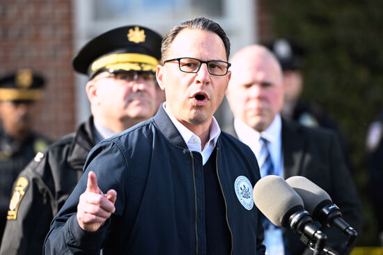 Pennsylvania Gov. Josh Shapiro speaks during a news conference at the governor's official residence about a suspected arson fire that forced him, his family and guests to flee in the middle of the night on the Jewish holiday of Passover, Sunday, April 13, 2025, in Harrisburg, Pa. (AP Photo/Marc Levy) Pennsylvania Gov. Josh Shapiro speaks during a news conference at the governor's official residence about a suspected arson fire that forced him, his family and guests to flee in the middle of the night on the Jewish holiday of Passover, Sunday, April 13, 2025, in Harrisburg, Pa. (AP Photo/Marc Levy)